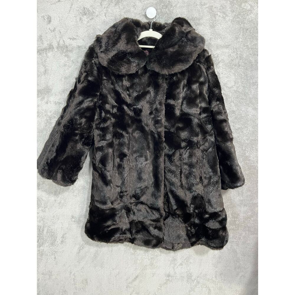 VTG Tissavel France Faux Mink Fur Coat Large Brown Union Made Glam Luxury
